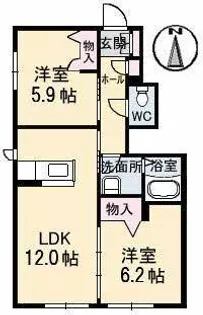 ラ・パルテール平井 七番館【1階】の間取り