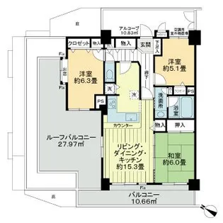 ライオンズシティ町田東【6階】の間取り
