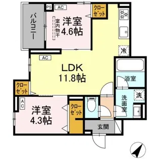セレスティア綾瀬【3階】の間取り