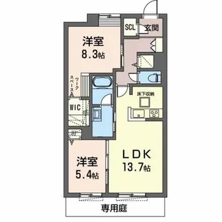 オカバ姫路青山シャーメゾン B棟【1階】の間取り