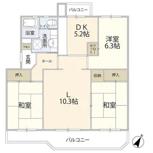 厚木毛利台ハイツ七号棟(0005927)【1階】の間取り