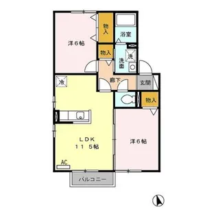 ヴィルヌーブ 壱番館・弐番館【1階】の間取り