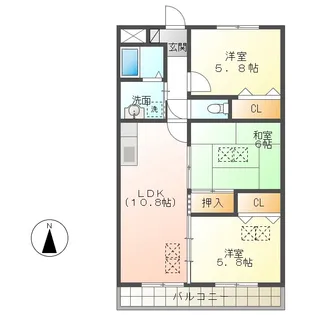 ルネス中川【1階】の間取り