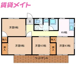 三重県津市高茶屋小森町【一戸建】の間取り