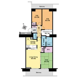 エステスクエア本厚木 参番館【9階】の間取り
