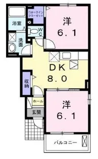 コーポサンスカイ B棟【1階】の間取り