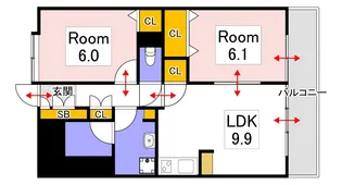 2LDKの間取り画像