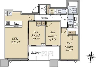 シティタワー武蔵小杉【36階】の間取り