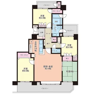 ネオシティ愛東札幌館【4階】の間取り