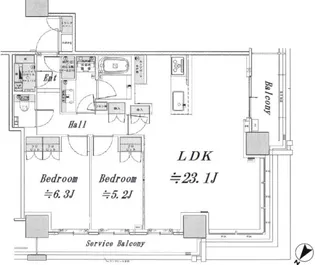 ブリリアザタワー東京八重洲アベニュー【2階】の間取り