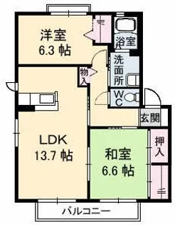 グリーンハイツ木太 C【1階】の間取り