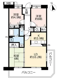 URアーバンラフレ虹ヶ丘南【1階】の間取り