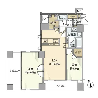 アスコットパーク東京八丁堀【9階】の間取り