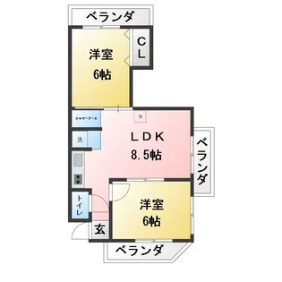 グレイス植田(賃貸北側)【3階】の間取り
