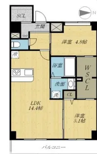 スカイメゾン新町【13階】の間取り