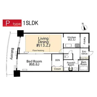 アートヴィレッジ大崎ビュータワー(SA借上)【16階】の間取り