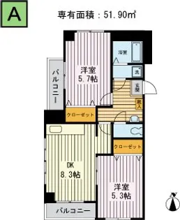 グリーンパーク住吉【6階】の間取り