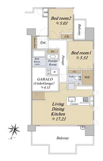 レジア赤坂テラス【14階】の間取り
