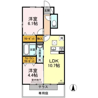 リバーパレスC棟【1階】の間取り