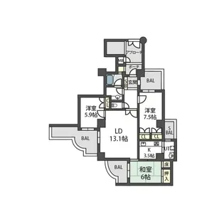 グランドゥール逆瀬川【4階】の間取り