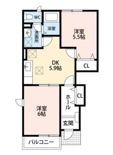 サンライズコートI【1階】の間取り