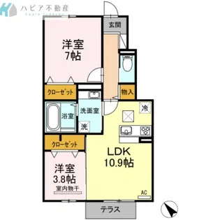 エクレール瑞穂【1階】の間取り