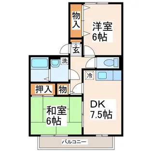 グランドール楠AB【2階】の間取り