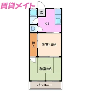 三鈴アパート【1階】の間取り