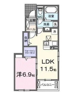 高知県香南市野市町西野【アパート】の間取り