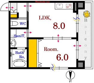 1DKの間取り画像