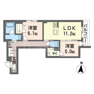 2LDKの間取り画像