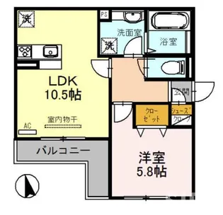 1LDKの間取り画像