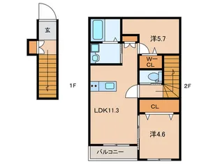 福岡県北九州市小倉南区富士見2【アパート】の間取り