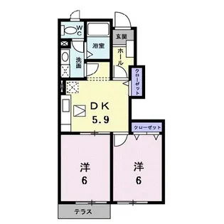 ドミールII【1階】の間取り