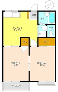 行田ハイツB棟【2階】の間取り