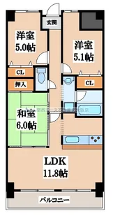プランテーム吉田【6階】の間取り