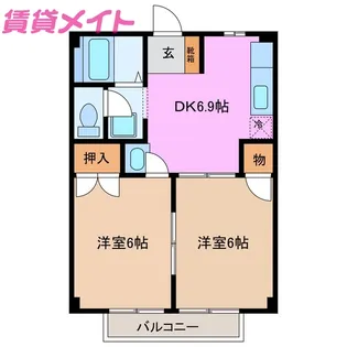 ラブリーハイツ水谷【2階】の間取り