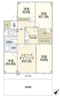 パシフィック我孫子グリーンタウン16号棟【1階】の間取り