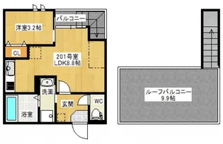 GRANDTIC AQUA【2階】の間取り