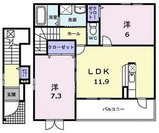 ポルト・ボヌール【2階】の間取り