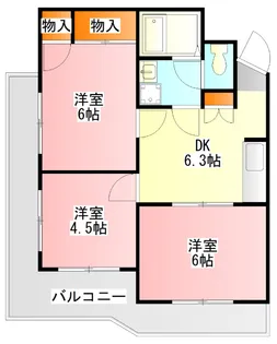 ピースフル福生【1階】の間取り