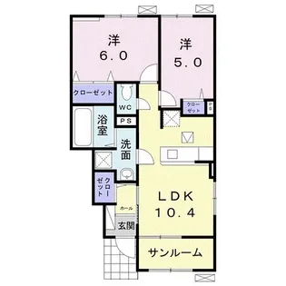 シャトー ドゥ 湊V【1階】の間取り
