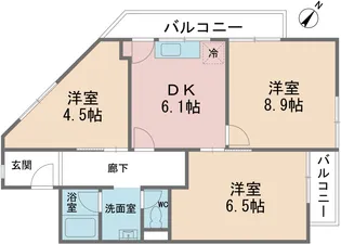 カルチェ六甲台【3階】の間取り