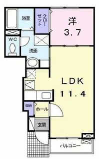 プランドール粟津【1階】の間取り