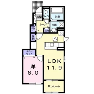 ハーモニーハウス・睦【1階】の間取り