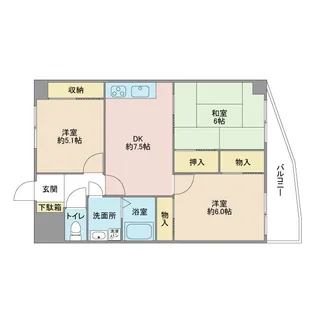 カルフール金池【8階】の間取り