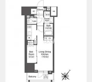 レフィールオーブ代々木【9階】の間取り