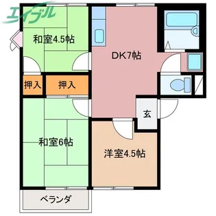 ベルヴィル大世古B【2階】の間取り