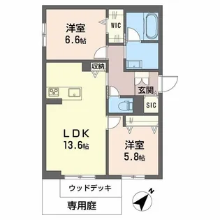 シャーメゾンアグスト【1階】の間取り