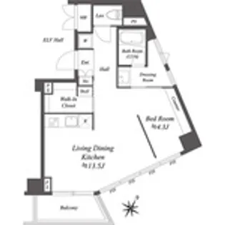スペーシア麻布十番I【5階】の間取り